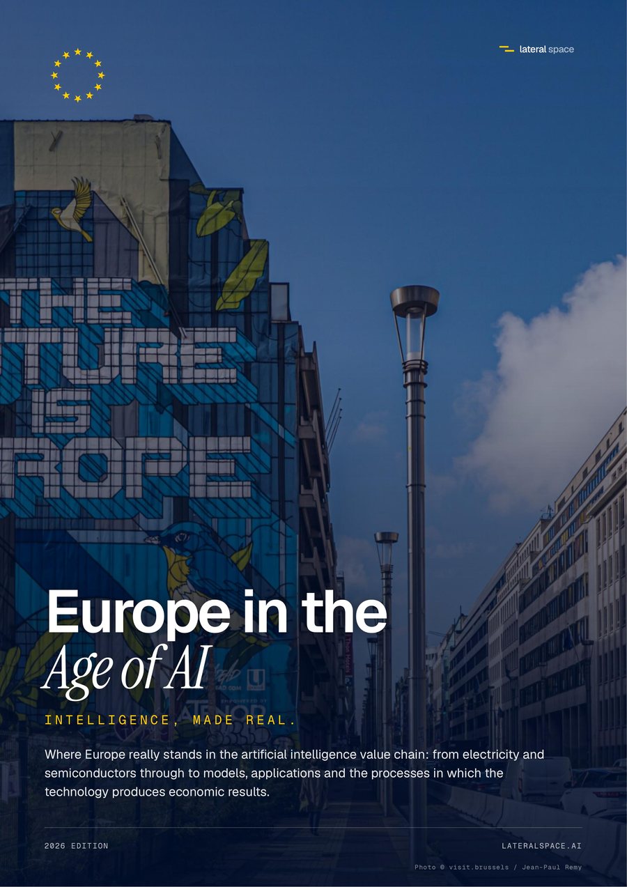 Cover of Europe in the Age of AI 2026: a Brussels street with a mural reading THE FUTURE IS EUROPE.